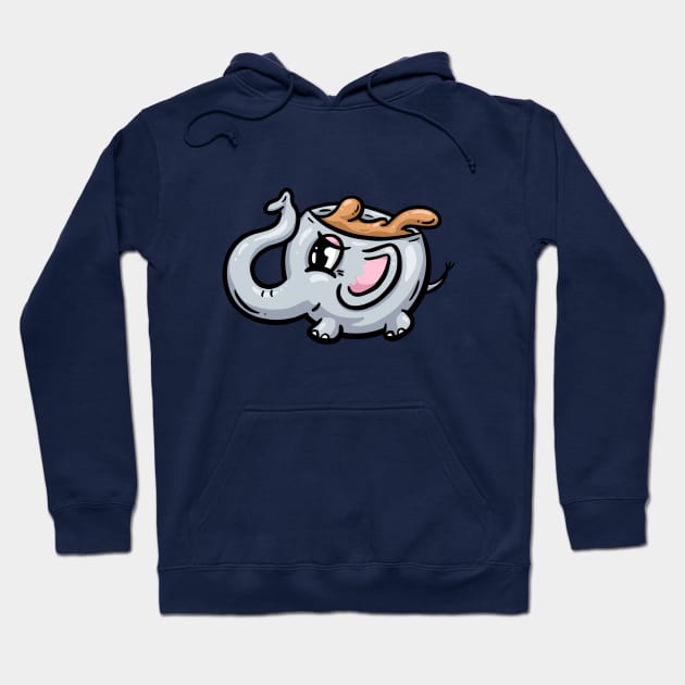 Elephant Cute Coffee Cup Cartoon Illustration Hoodie by Squeeb Creative